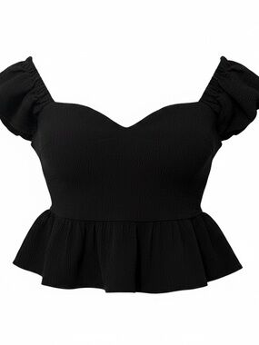 Mi Ami blouse top flowy princess Peplum Top Ruffle sleeve cinch bow  size Medium